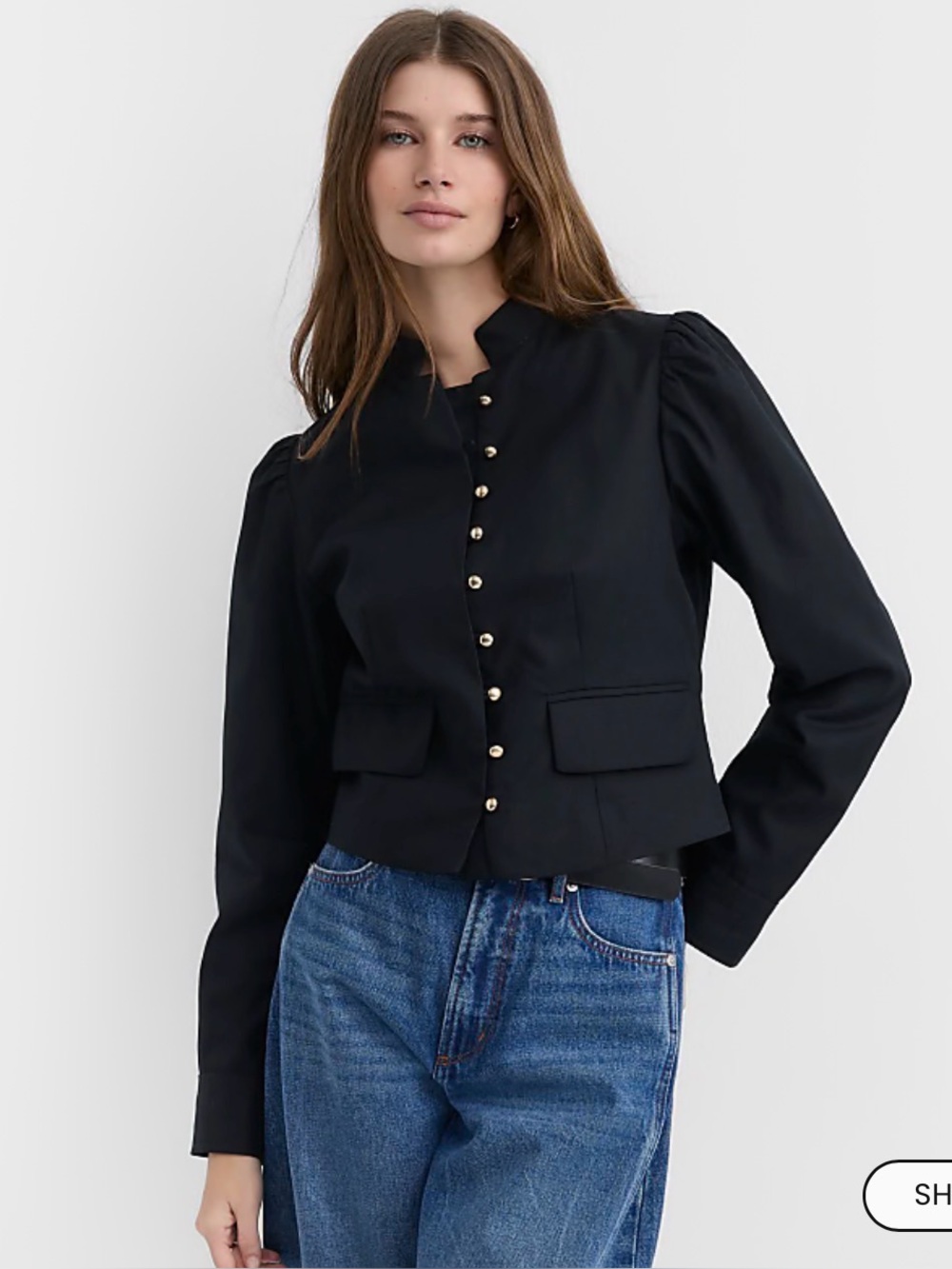 LOFT - Classic Black Military-Style Jacket